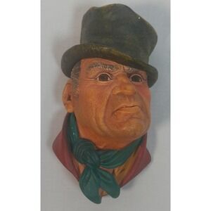 Vintage Bossons Chalkware Wall Hanger Head Bill Sikes Dickens 1964